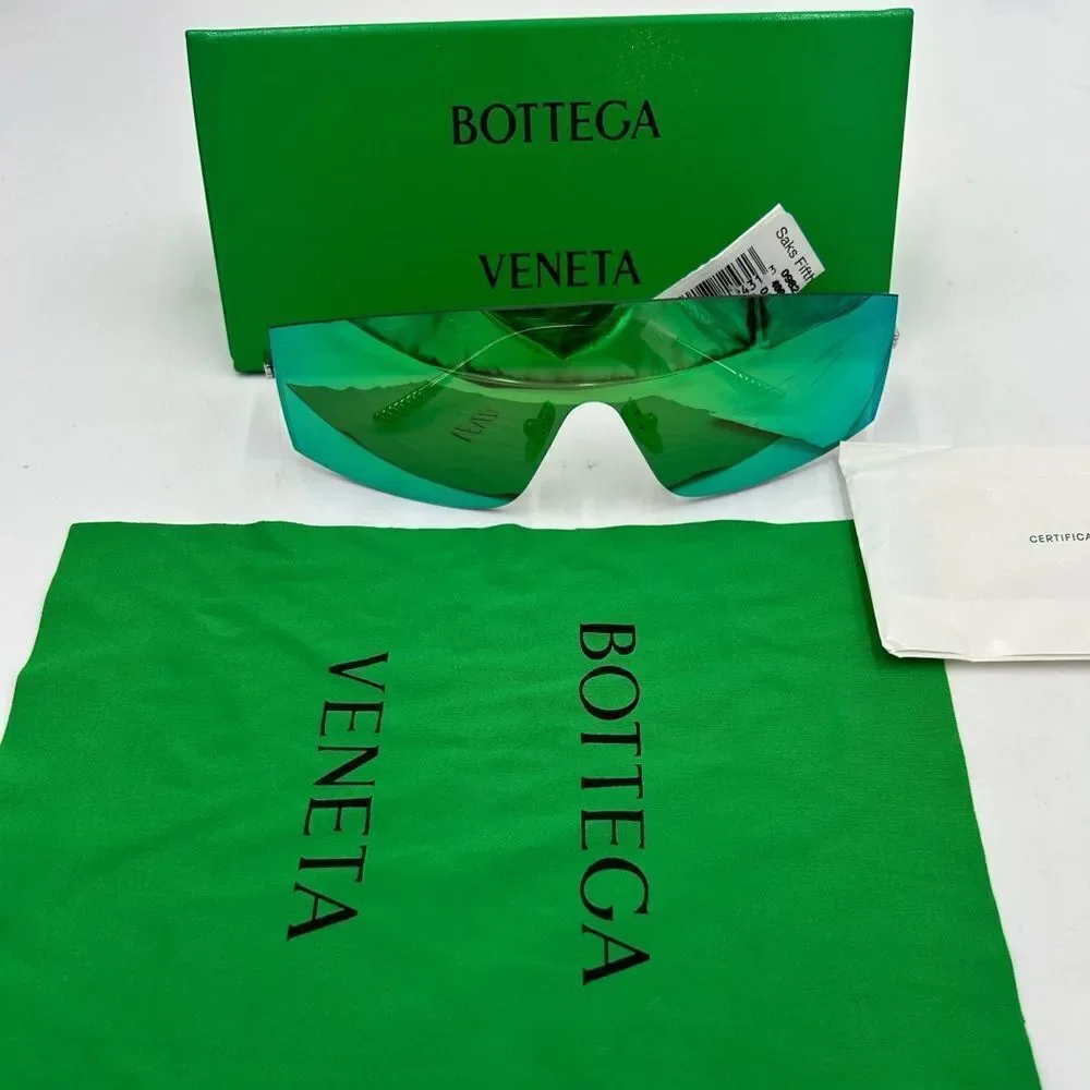 Men's Bottega Veneta futuristic shield sunglasses made in Italy